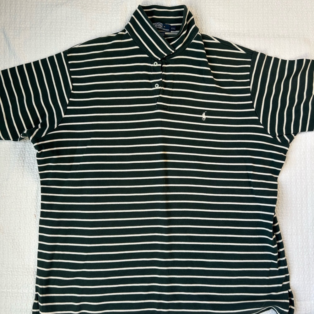 Polo by Ralph Lauren Black and White Stripped Polo Shirt XXL